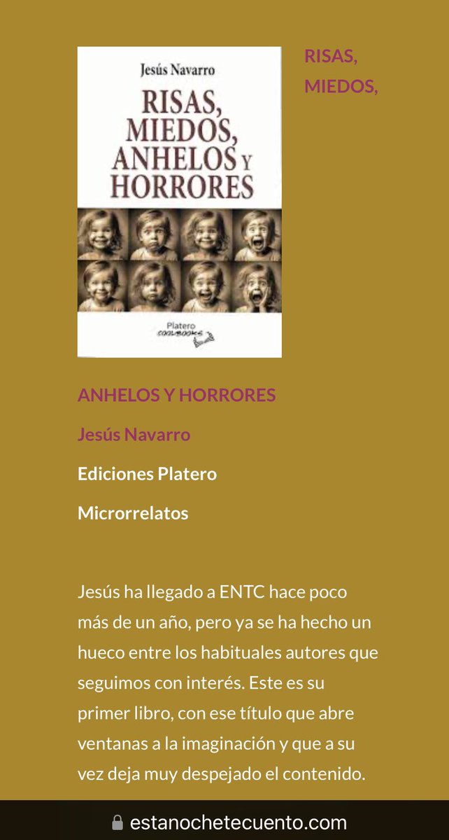 Todo un honor ver mi libro dentro de esta lista que han elaborado en Esta Noche Te Cuento, y además acompañado por los escritos por tantas personas a las que admiro. 

estanochetecuento.com/feliz-libro-nu…

Os animo a leer las reseñas de todos ellos, hay buena literatura y excelentes autores.