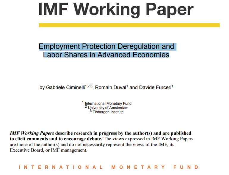 EconAndes's tweet photo. #EconPaper | IMF Working Paper (2018): "Employment Protection Deregulation and Labor Shares in Advanced Economies".
Análisis del impacto de la desregulación laboral en 26 economías avanzadas, de 1970 a 2015, en la participación del trabajo en el ingreso nacional. https://t.co/H7GF9zw48T