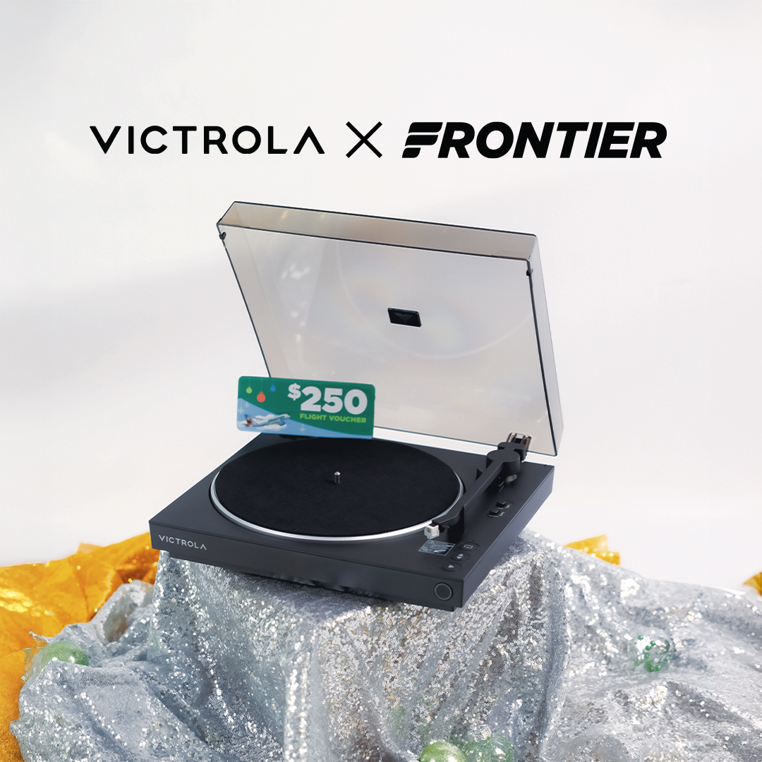 On the 5th Day of Giveaways, Frontier gave to me... a Victrola Automatic Turntable + 2 free flights! 🎶

HOW TO ENTER:
1. Follow @flyfrontier and <a href="/VictrolaPlayers/">Victrola</a> 
2. Like this post
3. Enter here ➡️ bit.ly/49DtYCw 
✨Bonus entry! Repost this post! 

Stay tuned for