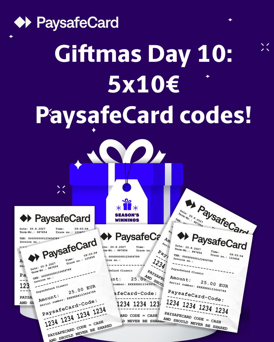 paysafecard's tweet photo. The countdown is on⏰
Today you can win 5x10€ paysafecard codes!
Head to our Instagram to enter: https://t.co/8iMozbSWvU
#Giftmas #Giveaway #Holidays #Raffle #Win #paysafecard #paysafechan https://t.co/dmIMOu0p3j