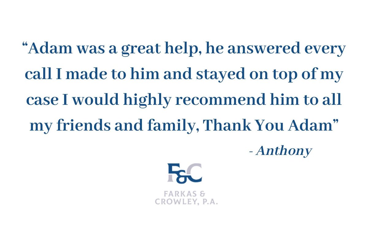 Farkas_Crowley's tweet photo. Anthony had this to say about working with our West Palm Beach, FL defense attorney:

"Adam was a great help, he answered every call I made to him and stayed on top of my case I would highly recommend him to all my friends and family, Thank You Adam"
https://t.co/f2hilZFgZ0 https://t.co/FeNux8qNPP