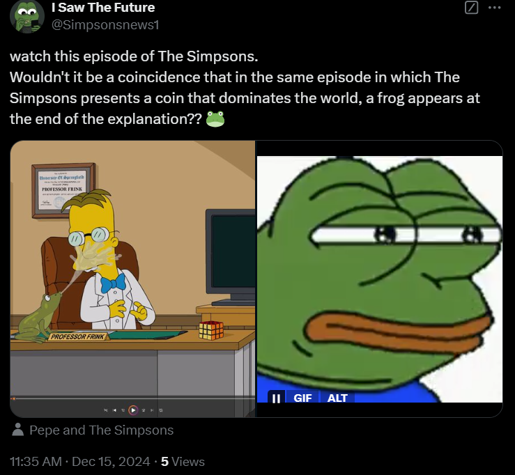 Simpsonsnews1's tweet photo. @ElonMuskPDA #PEPE $PEPE https://t.co/jx5V3PV6AE