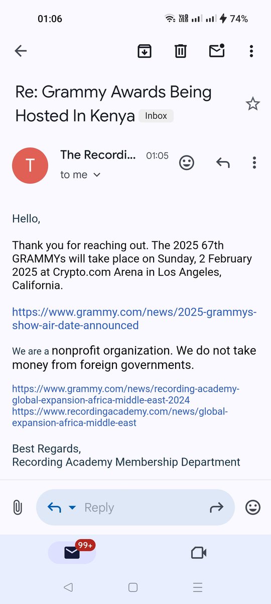 Grammy's organizers have said they have not received any money from the Kenyan Government ,ksh 500m to be precise ,  to host the event in Kenya!