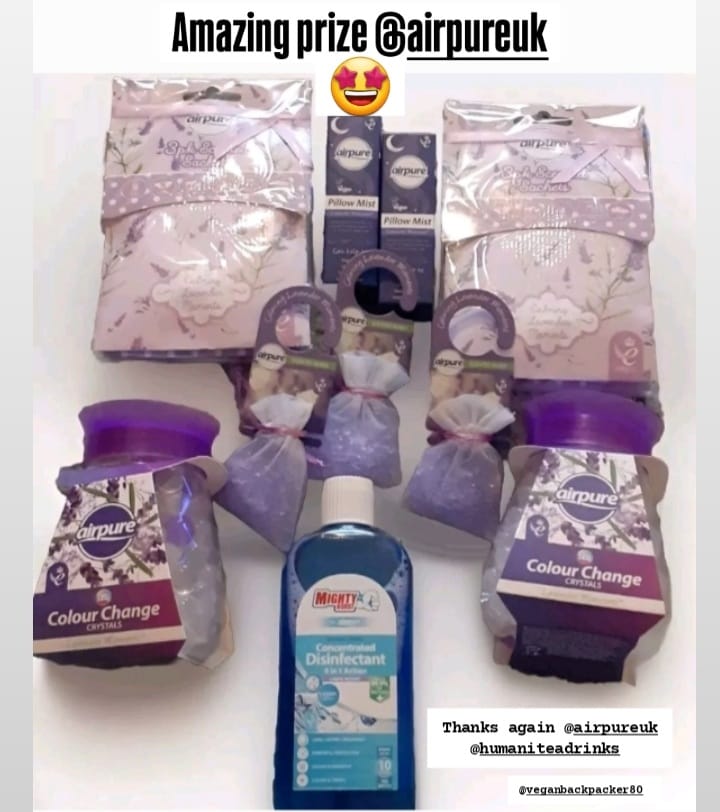 VegBackpacker80's tweet photo. Thankyou to @AirPureUK and @HumaniTeaDrinks for my amazing prize, 
Really looking forward to trying everything https://t.co/OU12zi2PR8