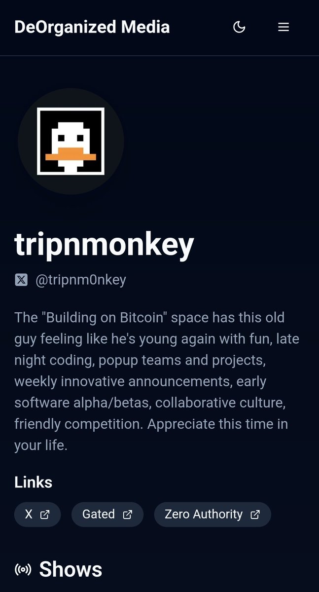 tripnm0nkey's tweet image. One of the goals of DeOrganized Media is educating and informing the community about the ecosystem.

As such, your profile will support multiple types of social links to other ecosystem apps, including Gamma collections, Zero Authority profile, Gated pages, etc.