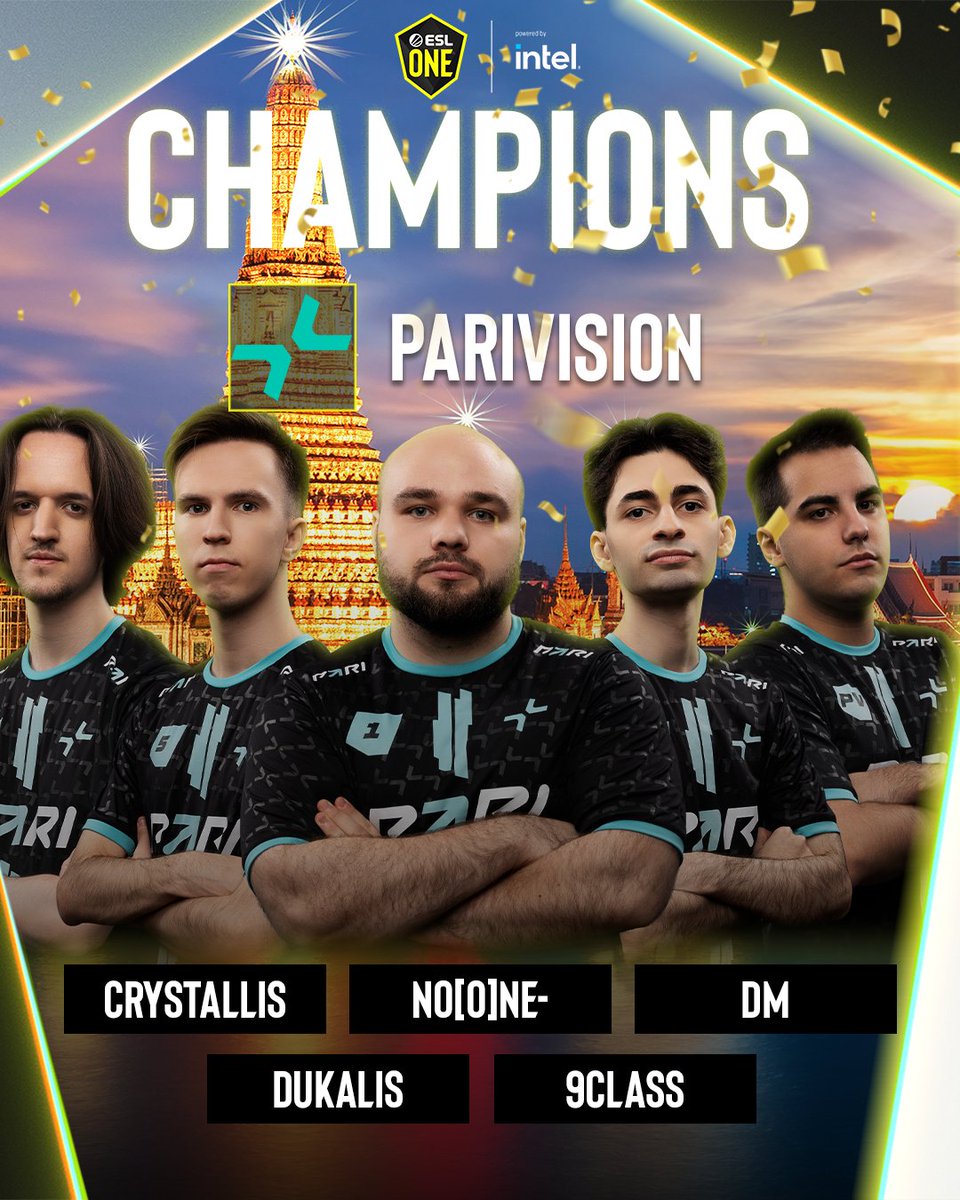 ESLDota2's tweet photo. A huge congratulations to @parivisiongg for their victory here at #ESLOne Bangkok!

They've just won $300,000 and 5280 EPT Points! 👏

#RoadToEWC https://t.co/FKw404iZkh