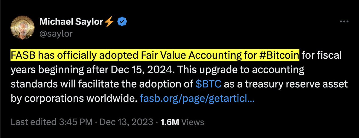 🇺🇸 Fair Value accounting for #Bitcoin starts from today.

 NEW ERA: #Bitcoin as a Corporate Treasury Asset