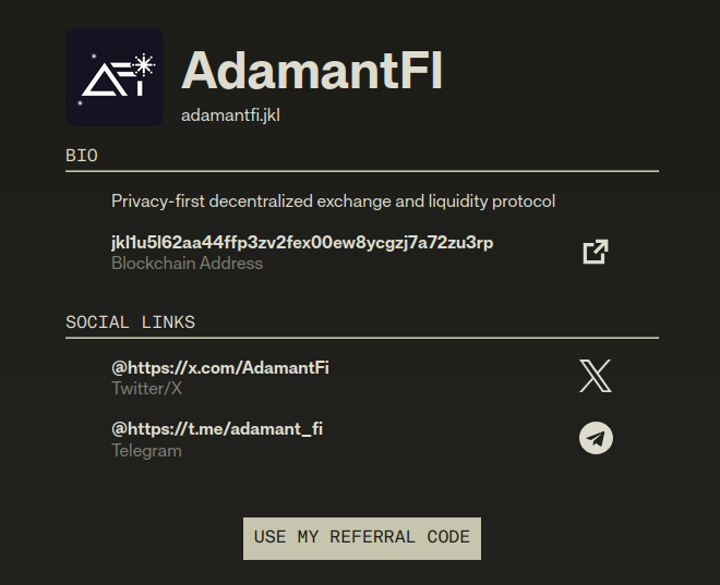 👋 Hi <a href="/Jackal_Protocol/">JACKAL</a> 
names.jackalprotocol.com/name/adamantfi