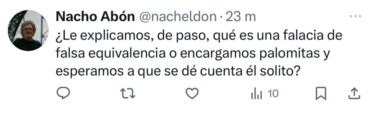 Más acuerdo entre ambas partes (en el rubro butlersplaining). Hoy he aprendido que “El País is a center-left paper, amigo” y me han invitado a que lea una columna de una autora que publica cada viernes en el diario en el que trabajo, mientras alguien duda de si encargar palomitas