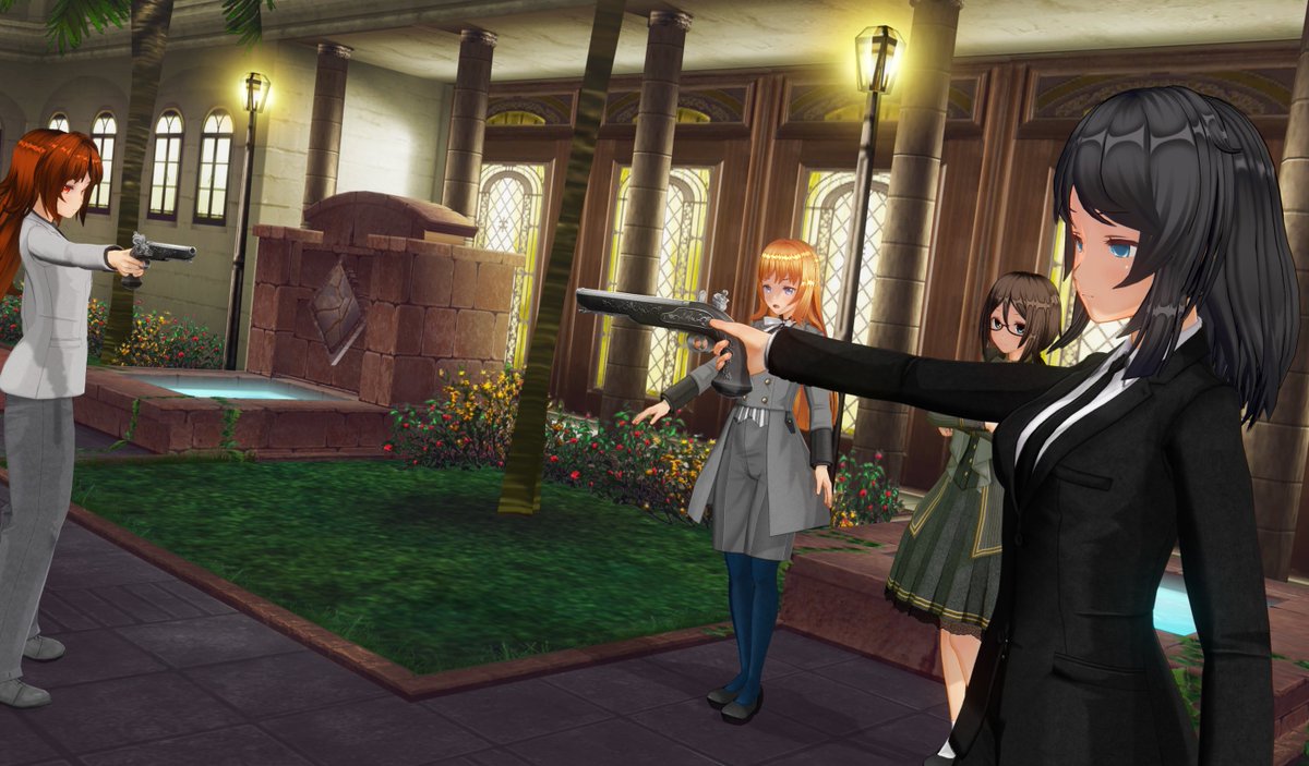 #cm3d版深夜の真剣エディット60分一本勝負
12/14のお題「決闘」にて一枚

名誉を汚された者と決闘を申し込まれた者が相対する…手には決闘用ピストル、介添人の合図にて同時に構え、相手目掛けて引き金を引く…

#COM3D2