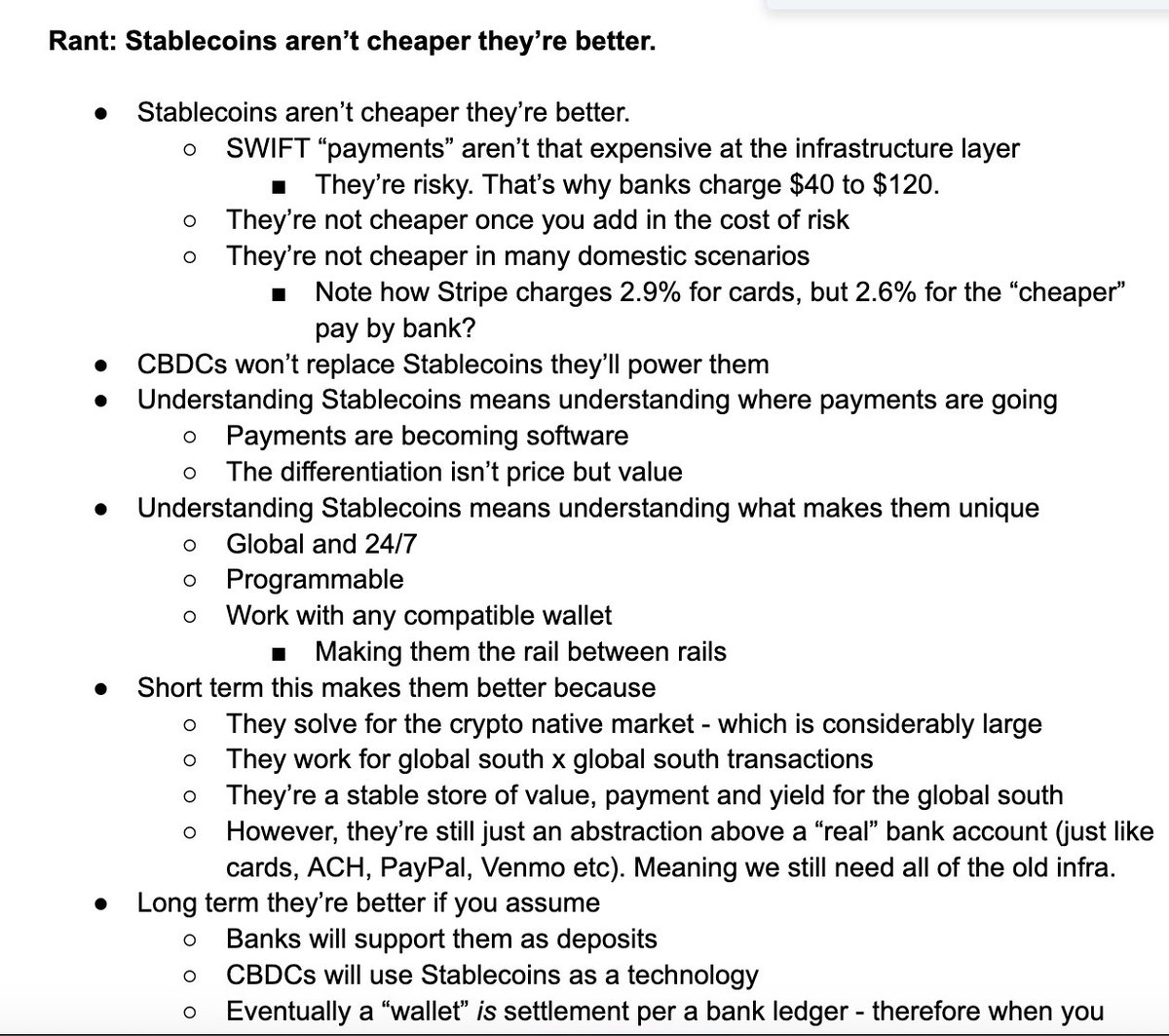 On Stablecoins.

How I start all my rants is with a bit of an outline of logic.

I then work to add evidence and rationale to a thought or statement.

This one will likely appear in early Jan.