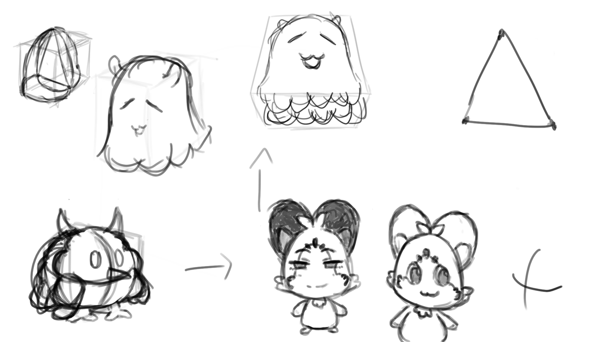 tried to draw holo fan mascots with perspective and failed miserably😂 