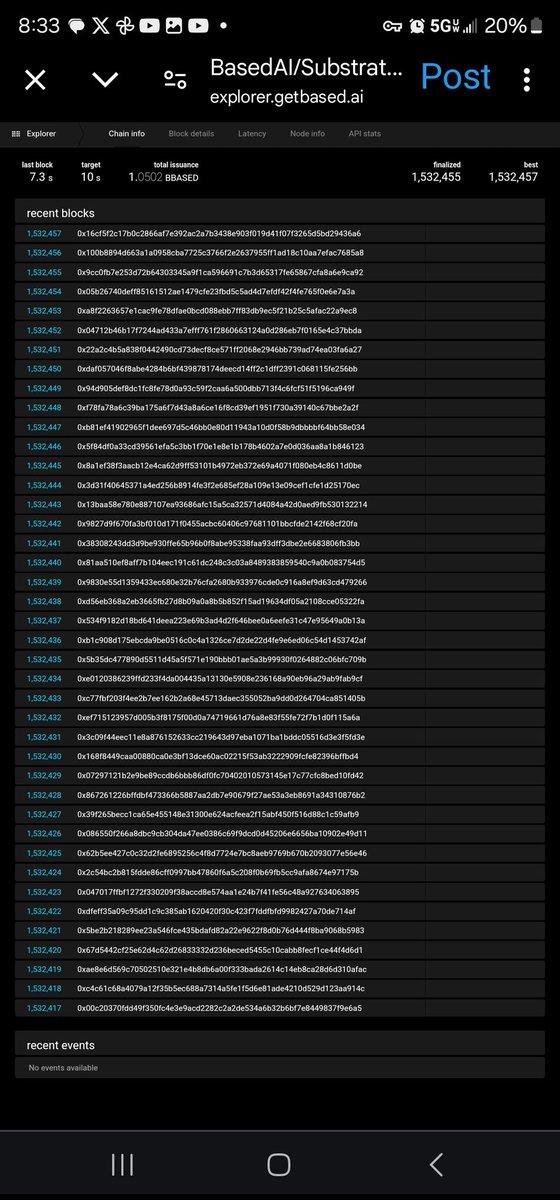 CertainLogicAI's tweet photo. $BCRED believers.
Watch main-net print $BASED for you. ๐
1500+/- $BASED every 10 sec like clockwork.
Explorer is live.
#BASED4LIFE @getbasedai https://t.co/rUoweXKwLz