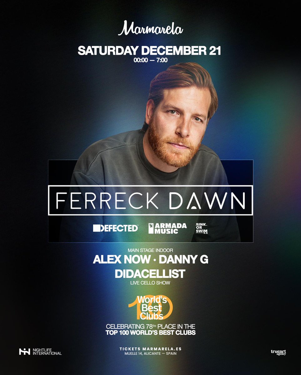 🎶 Join us this Saturday, Dec 21, for the grand finale of the #NightlifeStandsWithValencia campaign at <a href="/Marmarela_Alc/">Marmarela</a>  in Alicante, ranked 78th in The World's 100 Best Clubs 2024 list!

Headliners:
🎻 Didacellist – classical meets electronic 🔥
🎧 Ferreck Dawn – house legend