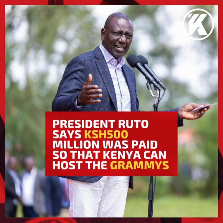GRAMMY’S DENY RUTO CLAIM 

Outgoing President <a href="/WilliamsRuto/">William Samoei Ruto, PhD</a> can’t stop lying and stealing. Like this idiot is truly fucked in the head. 

And githeri media run GoK lies without fact-checking. Just because someone in authority said it and well, people in authority never lie.
