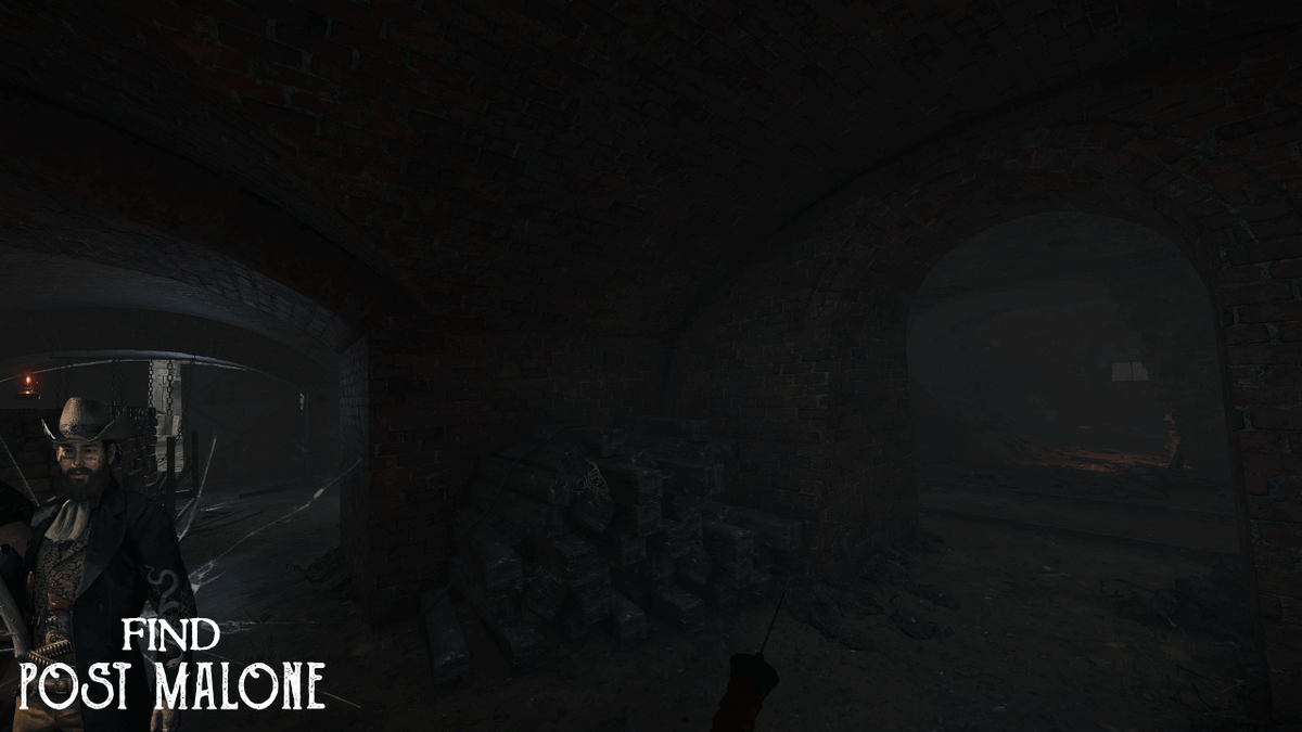 firewitch74's tweet image. Welcome back to this weeks episode of Where's Waldo @HuntShowdown version.  We have a Post Malone gone rouge and hiding somewhere in this pic. Let me know in the comments where he is. Answer will be posted tomorrow. Happy Hunting. #HuntShowdown1896 #whereswaldo #postmalone