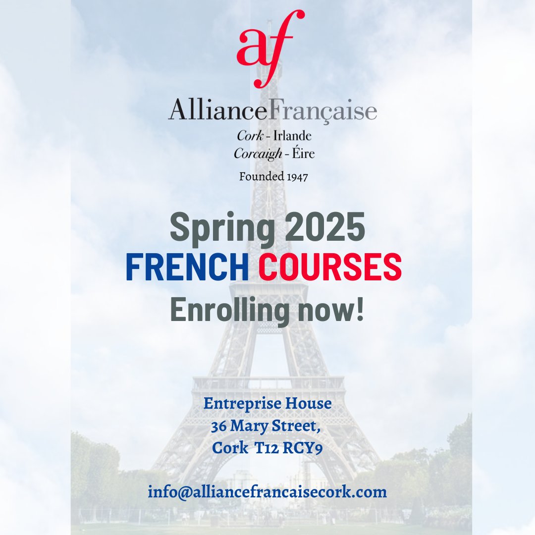 Our Alliance Française de Cork #French Course programme for January and Spring 2025 is out! 🇫🇷

Check out our #in-person and #online courses!
alliancefrancaisecork.com/New-courses-fo…