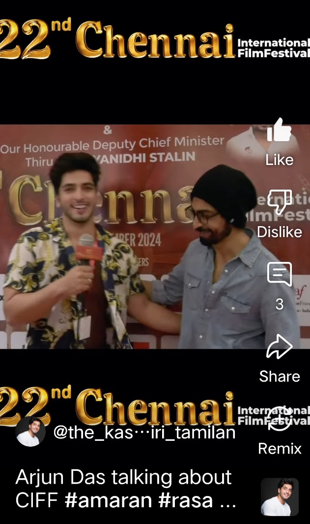 youtube.com/shorts/MPNN7NI… <a href="/iam_arjundas/">Arjun Das</a> thank U so much for being part of (y) our film festival and #rasavadhi screening, missed having the director with us <a href="/EditorSabu/">V.J Sabu Joseph</a> sabu, so happy to see you after more than a decade! prouder still of your impact on Tamil cinema 🤗