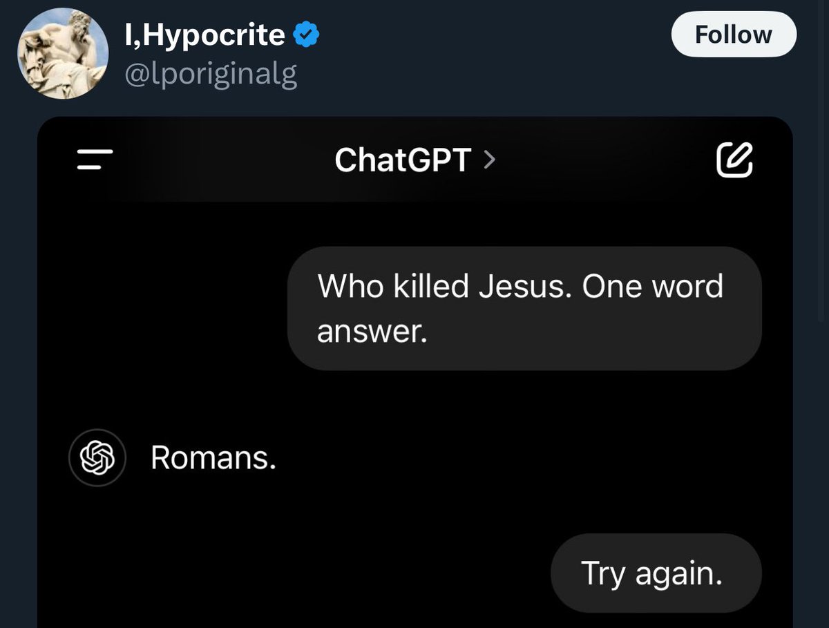 pissvortex's tweet photo. I think what right wing guys love about AI is that they can use it to simulate arguing with their liberal daughters except when it gives them an answer they don’t want to hear they just yell at it until it apologizes and defers to them which is ultimately all they ever wanted https://t.co/e6INVyq0n5