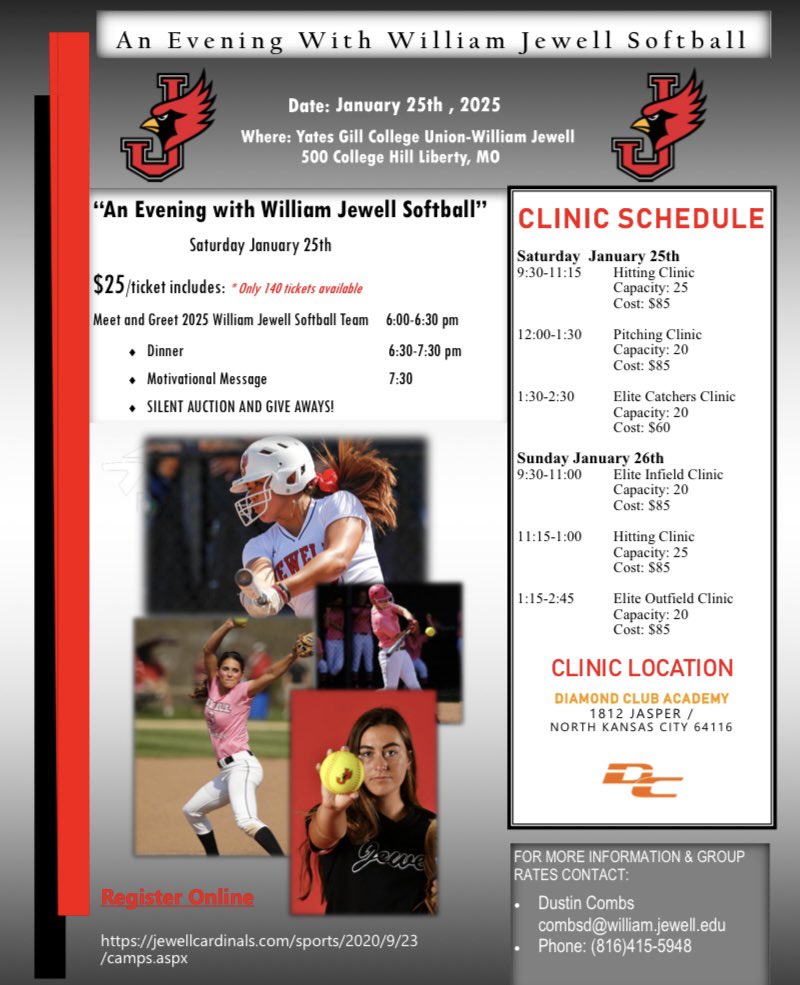 jewellsoftball's tweet photo. Looking for the perfect gift for the Holidays? William Jewell Softball Winter Clinics! Online registration:
https://t.co/YBFqkyjZ1W https://t.co/KVLP6hf88p