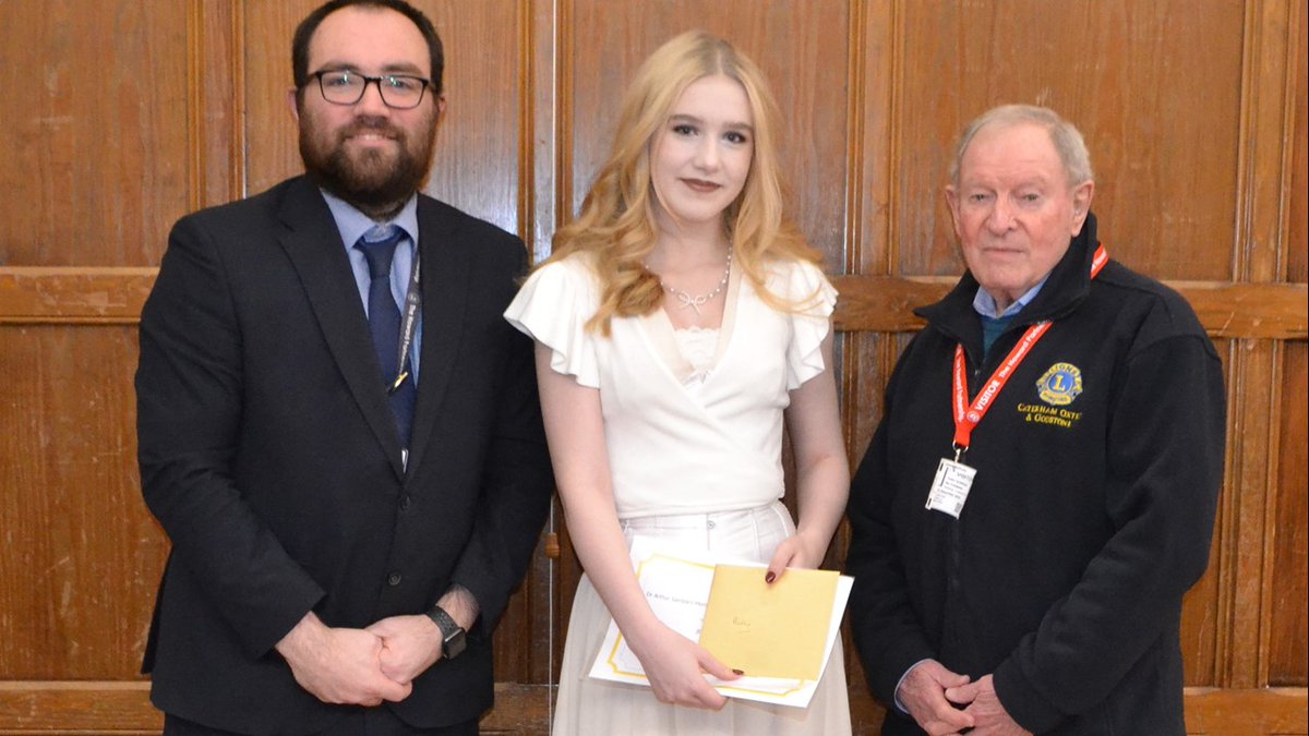 We were delighted to welcome Anthony Gordon from the Caterham, Oxted &amp; Godstone Lions Club, along with Mr Stodart, Head of Maths, to present the bursary for the Dr Sambles Memorial Fund Prize, funded by the Lions Club, to former Sixth Form student Bella. #Mathematics #award