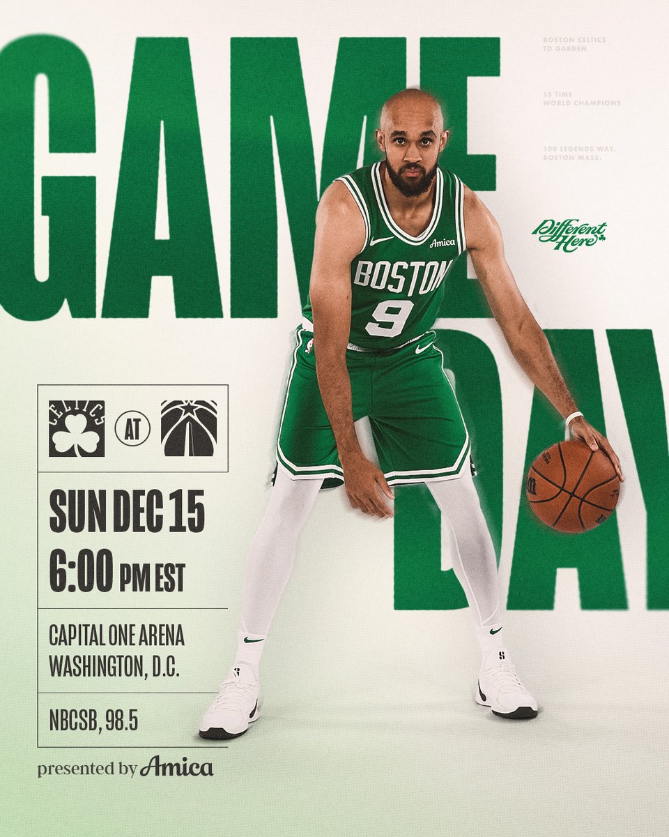 TONIGHT ☘️ Celtics at <a href="/WashWizards/">Washington Wizards</a> 

⏰ 6:00 PM
📺 <a href="/NBCSBoston/">NBC Sports Boston</a>
🎙️ <a href="/985TheSportsHub/">98.5 The Sports Hub</a>

#DifferentHere