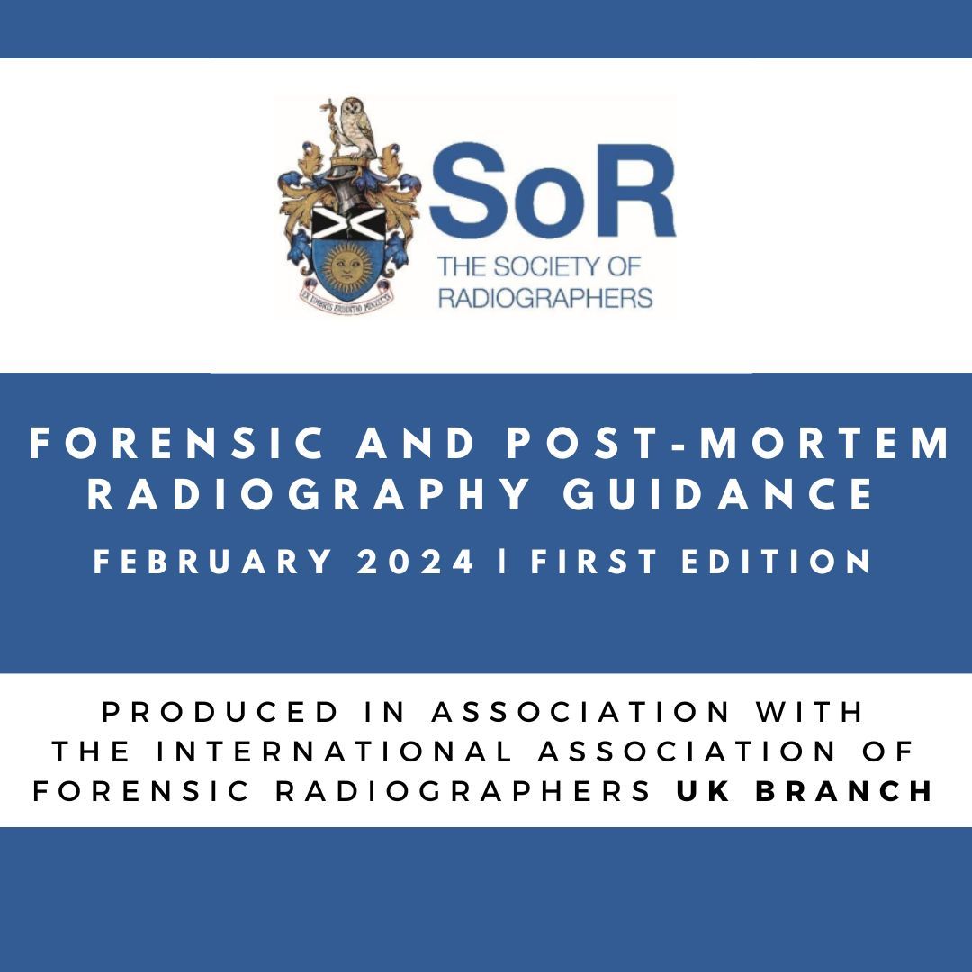 The Society of Radiographers (SoR) has published 'Forensic and Post-Mortem Radiography Guidance' to give guidance to radiographers undertaking forensic and PM radiography. The document was produced in association with the IAFR UK Branch. You can find the doc from SoRs website!