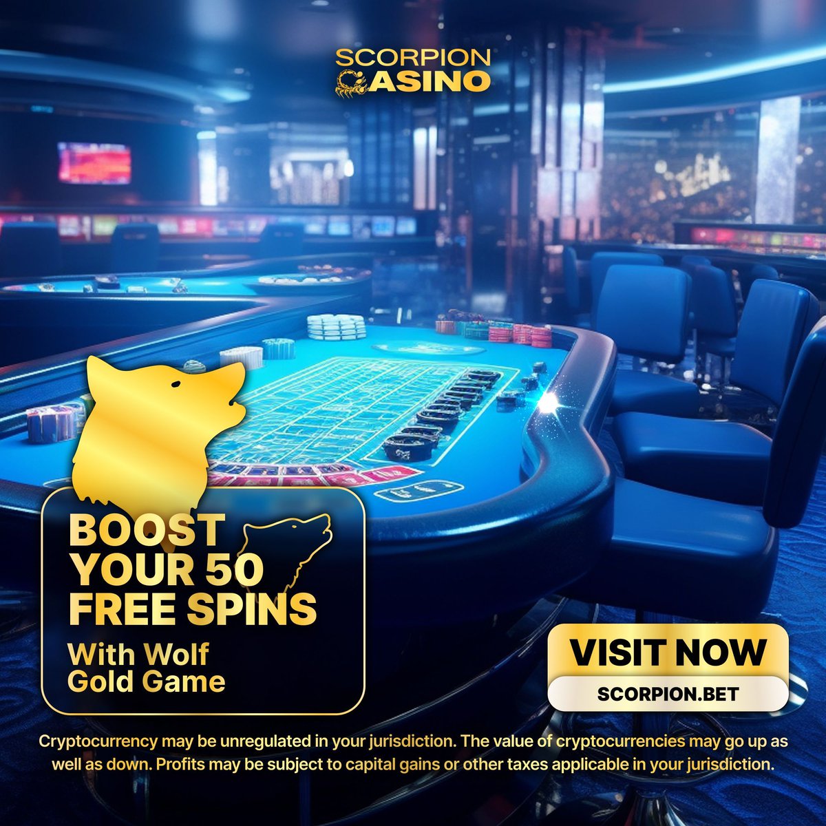 ScorpionCasino's tweet photo. Boost Your Spins with Wolf Gold! 🐺✨

Deposit and get 50 free spins on the popular Wolf Gold game for massive wins!

Join now 💸 https://t.co/d42yUGOFMt

#FreeSpins #WolfGold #CryptoCasino https://t.co/hmLhj5U8rz
