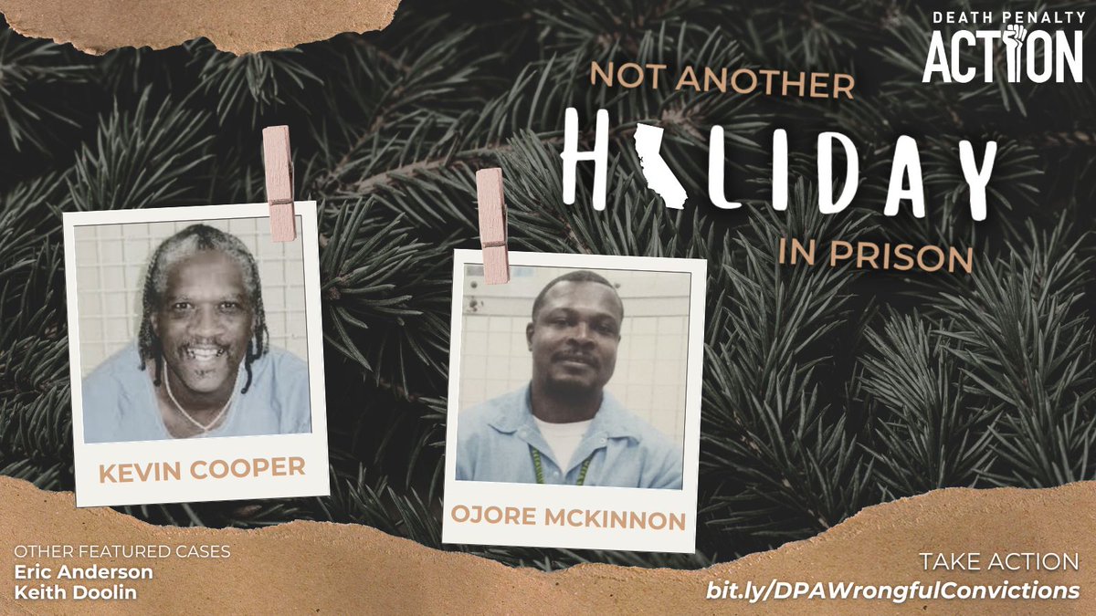 DeathPenaltyAct's tweet photo. We are kicking off our #NotAnotherHolidayInPrison campaign today ft. potential cases of wrongful conviction from CA. #KevinCooper was convicted of the 1983 Chino Hills Murders simply for being in close proximity to the crime scene despite no physical evidence tying him to it. https://t.co/77jnZjpDtQ