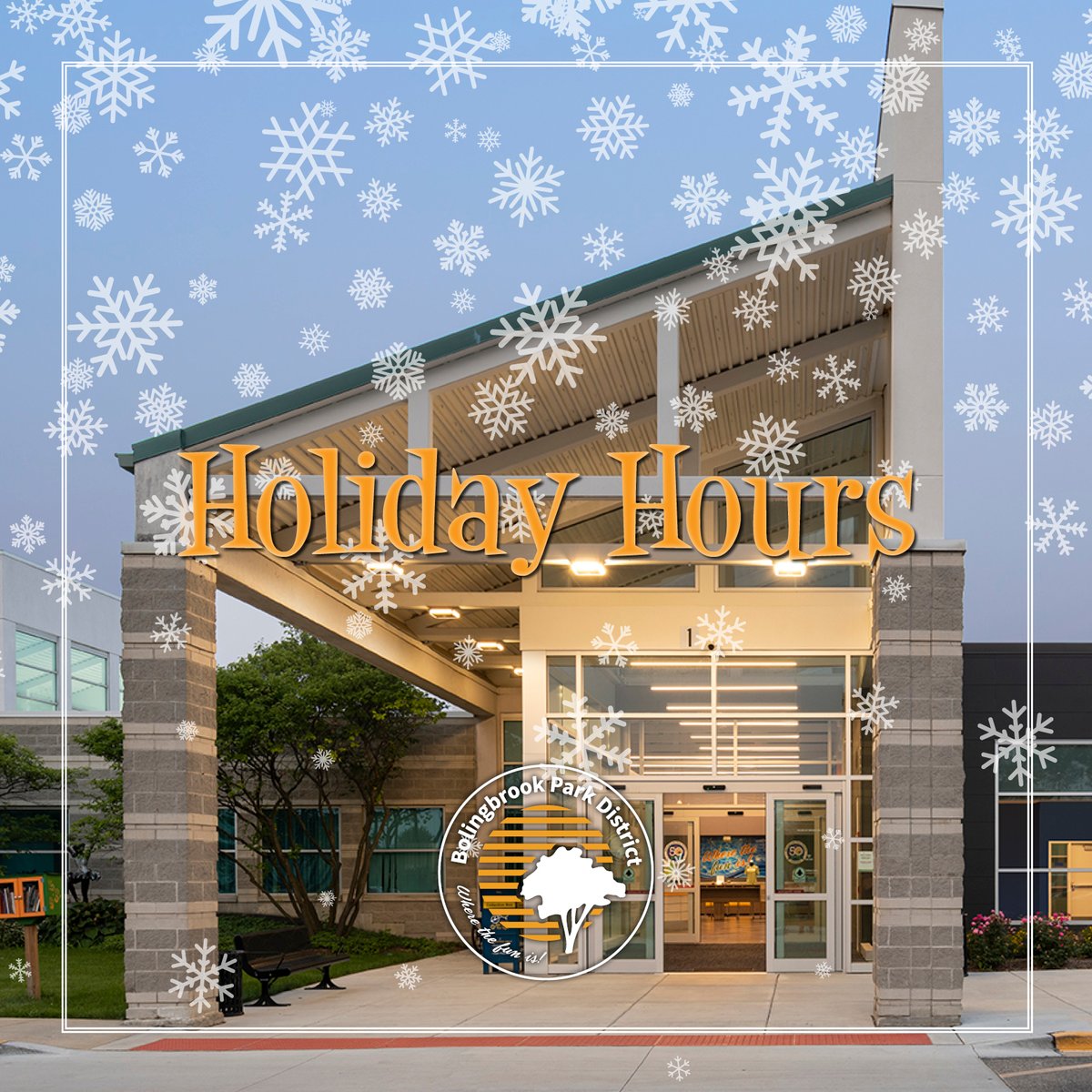 bpdparkie's tweet photo. ❄️HOLIDAY HOURS☃️
.
Bolingbrook Recreation & Aquatic Complex
DEC 24 & 31: 7am-12pm
DEC 25 & JAN 1: CLOSED
.
Annerino Community Center
DEC 23-25, 31 & JAN 1: CLOSED
.
For open swim hours at Pelican Harbor Aquatic Park, please visit: https://t.co/dLUtr1ZsOC
.
#WhereTheFunIs https://t.co/IKwp6899Zl