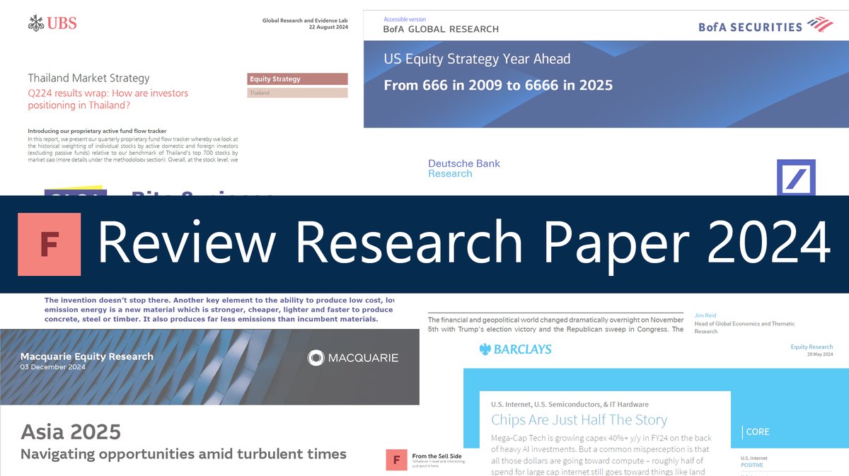 From the Sell Side – Research Paper Review 2024

ปี 2024 เป็นอีกปีที่ From the Sell Side ได้อ่านเปเปอร์เยอะมากๆ ส่วนสำคัญต้องขอบคุณเพจเพื่อนบ้านอย่าง On the buy side ที่เป็นกัลยาณมิตรมาโดยตลอดครับ