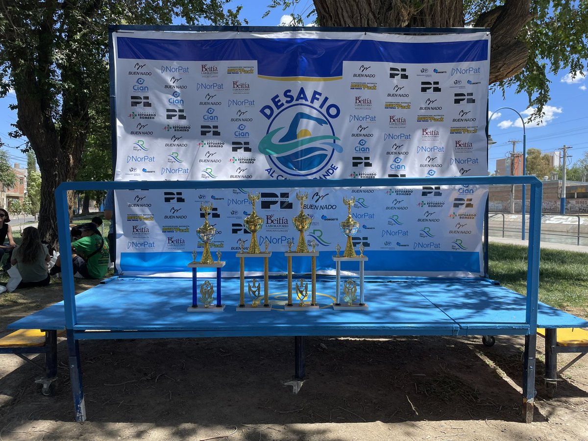 Progreso_club's tweet photo. 😎🙌🏊‍♂️ ¡Ya está listo el podio y los trofeos esperan a los nuevos campeones del Desafío al Canal Grande! 💙💛 https://t.co/q1OaFNSjcz
