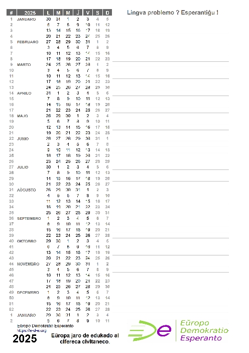 15 décembre, #Zamenhoftago, "jour du livre Espéranto".
C'est le bon jour pour faire des publications en lien avec la langue internationale.
Voici un calendrier 2025 (pdf et ods), sur le site internet de EDE : e-d-e.fr/Calendriers-20…