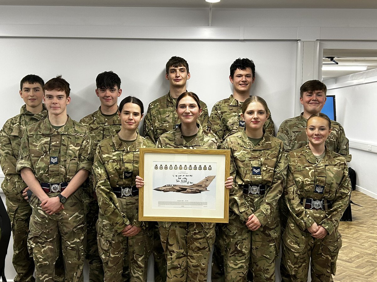 depravonorth's tweet photo. @JohnNicholRAF . Finally got to pass on your signed print from Sunderland to the guys at 642 AGS at RAF Leeming today.
Thanks.
Graham &amp; John
@aircadets @johnspeedyu @ComdtAC @ACO_RCNORTH https://t.co/nrFG6fTTaB