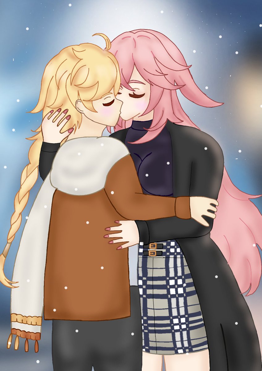 Solareclipse251's tweet image. Winter Couple ☀️🦊 #Aether #yaemiko #yaether #空八 #八重神子