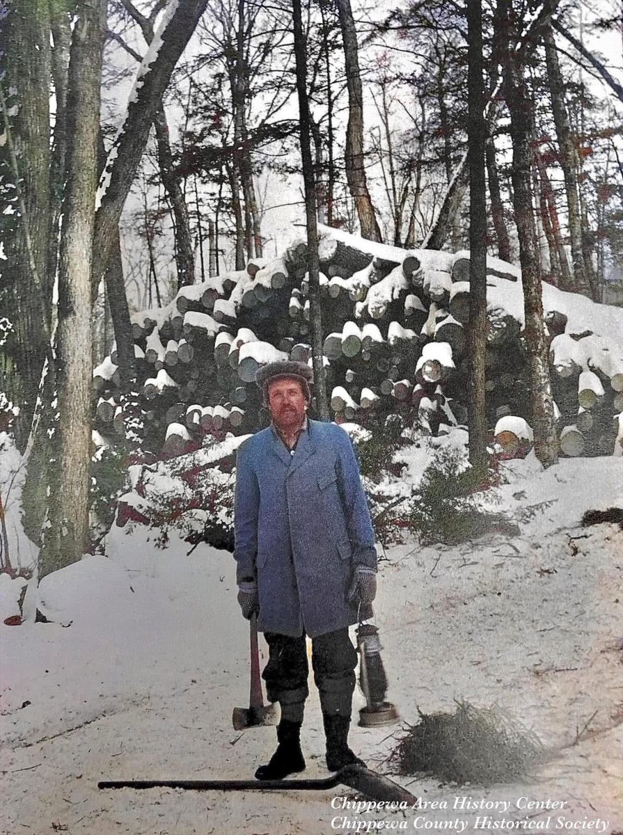NoahSabich's tweet image. “This photo is over 100 years old.
Colorized.
He was referred to as…..
“Road monkey” or “heyman-on-the-hill.”
McCann’s Camp.
Couderay 1913.”
Credit: Chippewa Area History Center
Chippewa County Historical Society #Wisconsin #Logging #Forestry