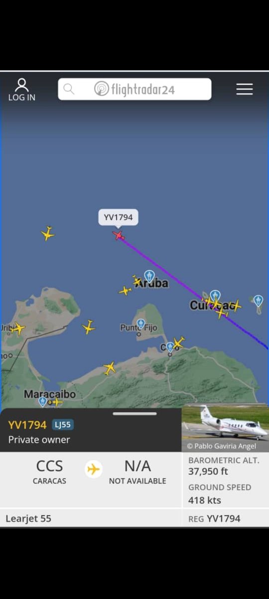 RicardoGuanipa's tweet photo. Avión personal de Cilia Flores en estos momentos rumbo a la Habana Cuba https://t.co/bXUUTntFsN