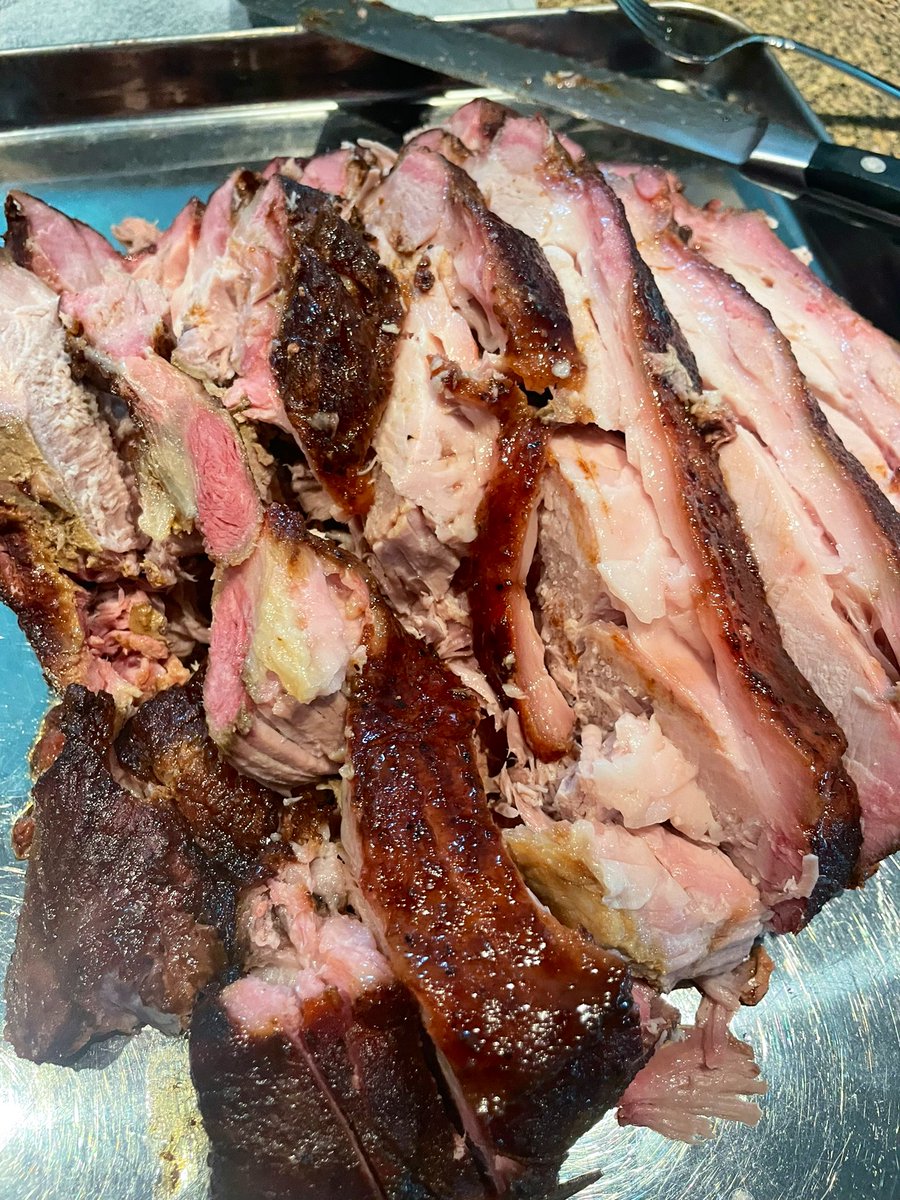 FishMiner's tweet photo. Pulled this pork off the smoker at 2am- it went into a crazy long stall around 175-180 for hours last night.  Wrapped and covered in towels in a cooler till morning.  Came out pretty dang good if I say so myself #bbqbrag https://t.co/Era5NKjuug