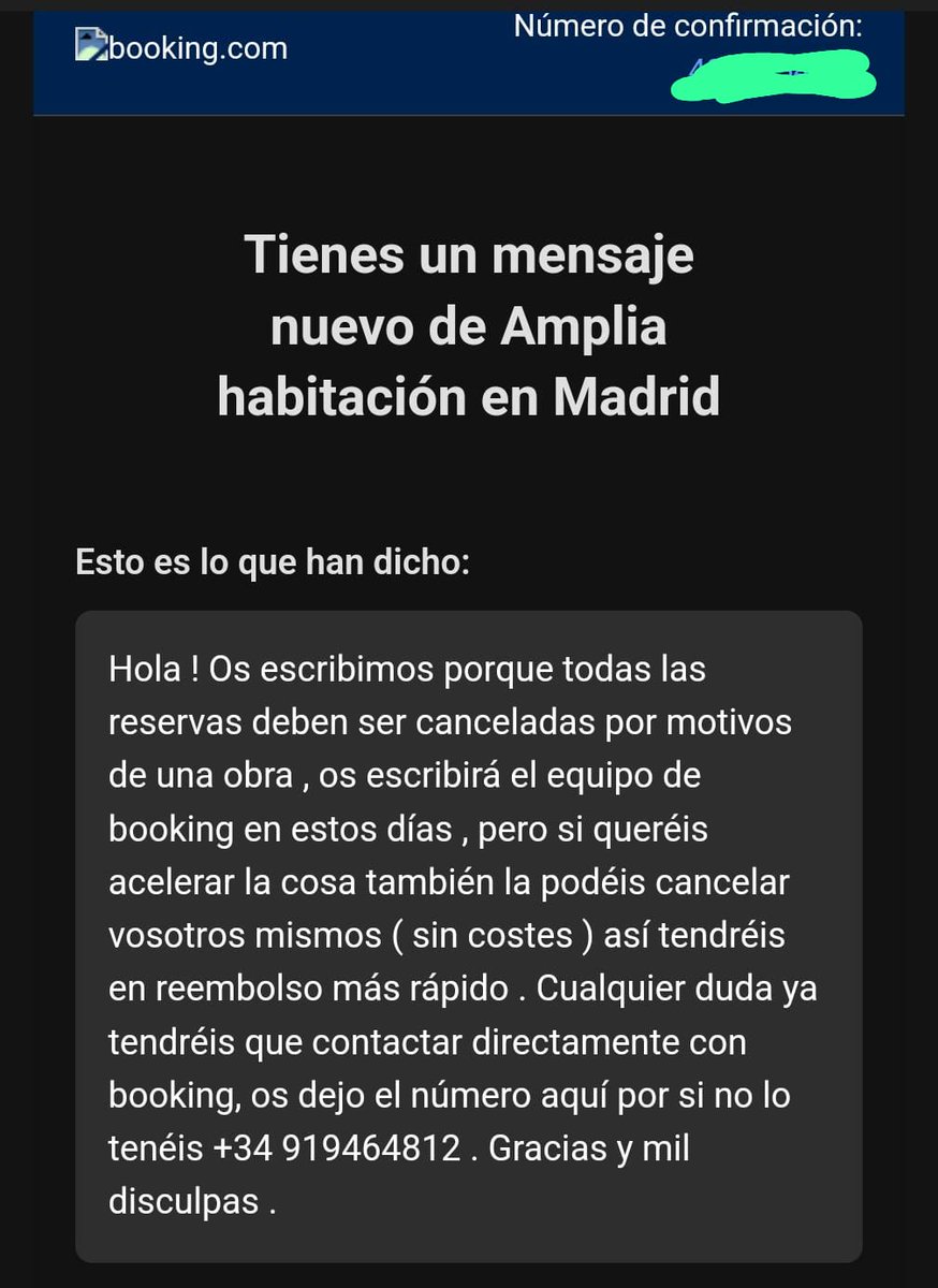 Yuleudis's tweet photo. @bookingcom @airbnb_es 1er mensaje de cancelación https://t.co/dsJ1UVhgFZ