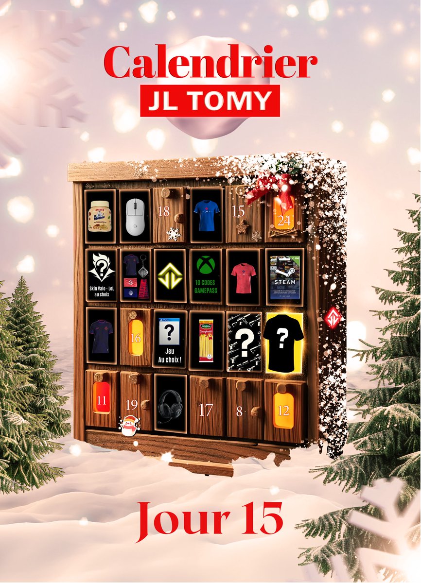 🎄 CONCOURS - 10 GAGNANTS  🎅 

Pour ce 15ème jour, cadeau d'exception, tentez de remporter 𝟭𝟬 𝗖𝗢𝗗𝗘𝗦 𝗚𝗔𝗠𝗘𝗣𝗔𝗦𝗦 ! 

➡️ Follow <a href="/JLTomyTV/">JL Toto</a> 
➡️ Retweet ce tweet

𝘗𝘳𝘰𝘥𝘶𝘪𝘵 𝘰𝘧𝘧𝘦𝘳𝘵 - Merci à <a href="/XboxFR/">Xbox FR</a> pour la contribution 💚

⌛️ T.A.S le 16/12