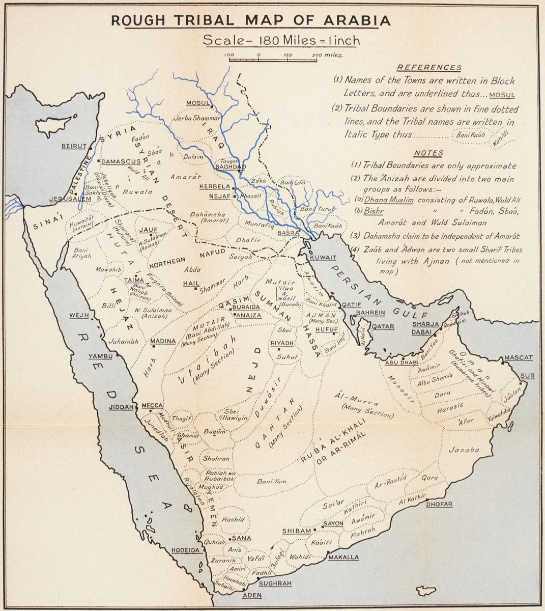 Rough Tribal Map of Arabia, 1949.