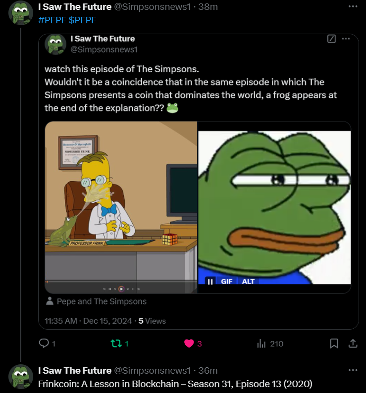 Simpsonsnews1's tweet photo. @binance The Simpson predicted it ? $PEPE https://t.co/JLLZ98bFC7