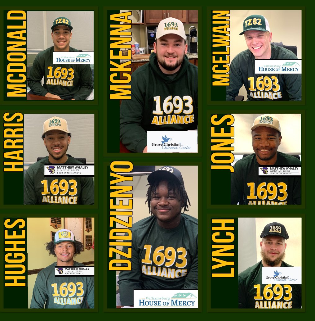 Signed! ✍🏼

Welcome to the 1693 Alliance!

The 1693 Alliance is excited to announce its first wave of 2025 football players, who will represent the Alliance and use their name, image, and likeness while participating in community service in the Williamsburg area to make a