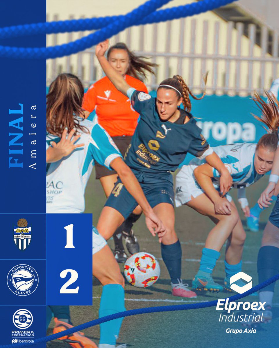 🔚 | ¡FINAAAAAAAL!

✌️ Otra victoria para enmarcar una primera vuelta impecable ✌️

🟥 <a href="/ATBFem/">Balears FC</a> 1⃣
[Mabel 72']

🟦 #Gloriosas 2⃣
[Raquel 22' y Carrillo 48']

#ATBFemAlavés
#PrimeraFederaciónIberdrola
#GoazenGloriosas ⚪️🔵