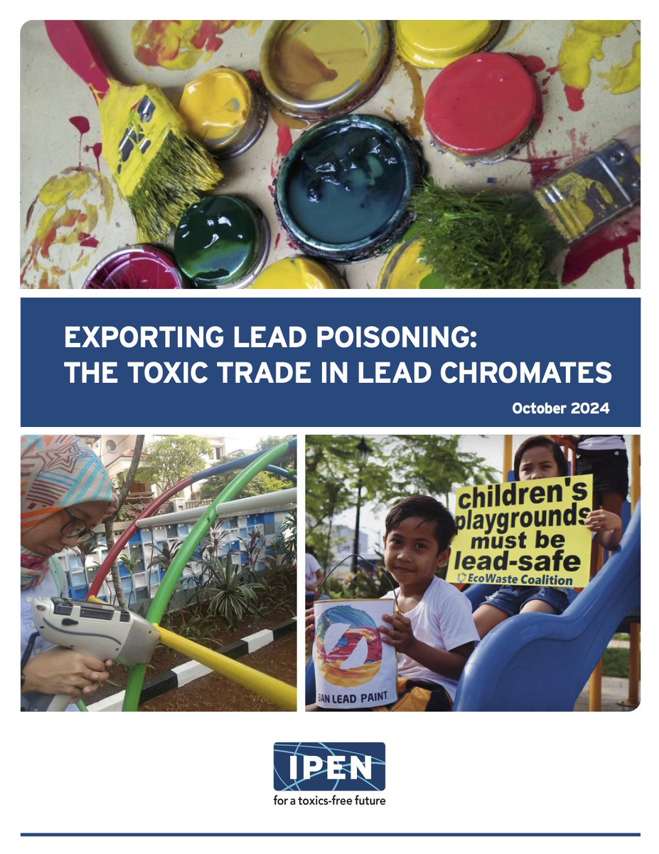 ToxicsFree's tweet photo. A recent IPEN report finds that while the EU and other countries have banned the use of #leadchromates, they continue to allow production and export of this paint ingredient, putting children and families at risk from lead poisoning.
Download the report: https://t.co/vOqq4baXeI https://t.co/dx2Ely7I04