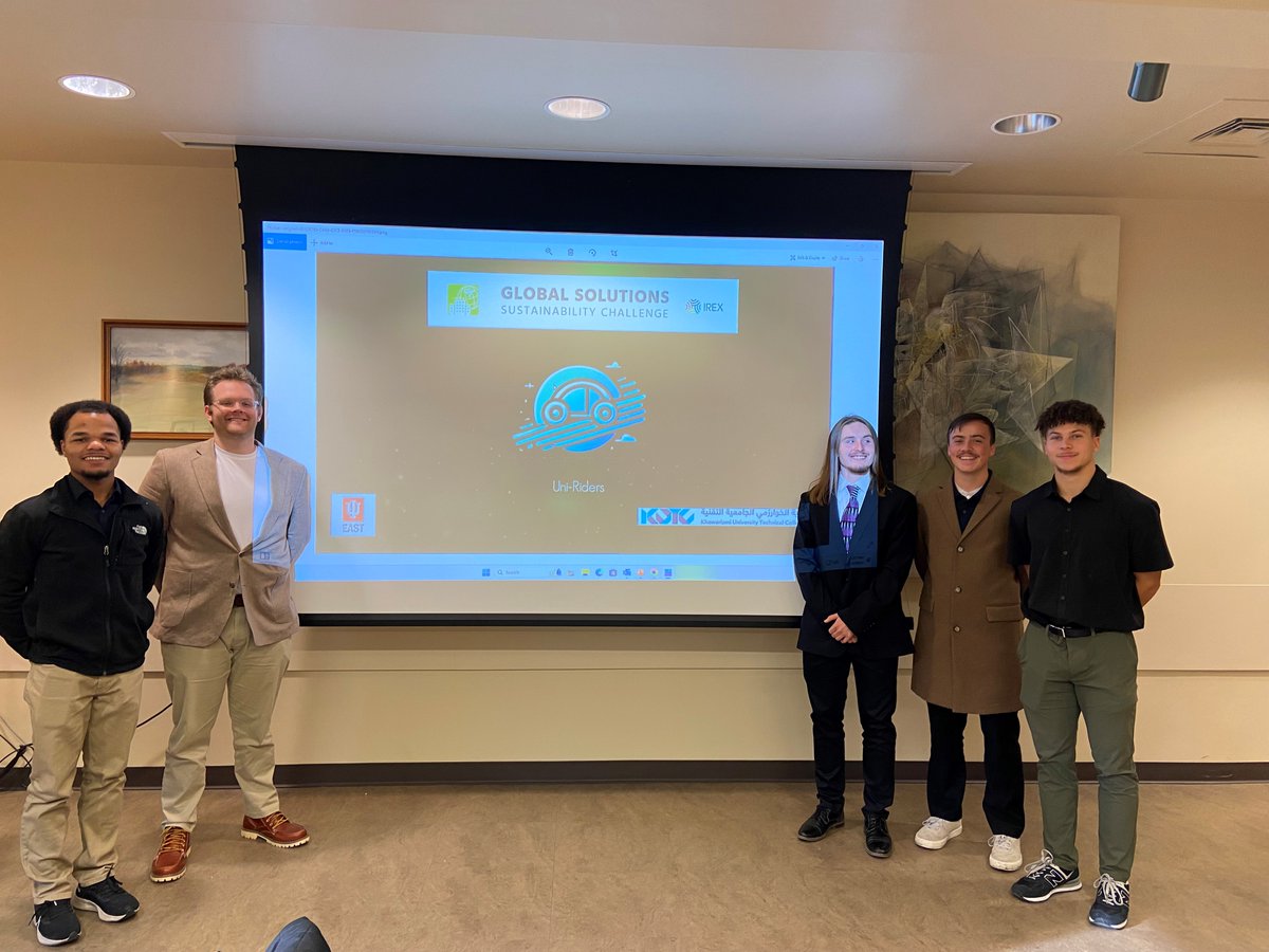 Congratulations <a href="/iueast/">IU East</a> students Tyree Hyman, Zeb Hall, Tucker Burris, Cameron Nocton, and Tristan Thomas for advancing as a finalist in the Global Solutions Sustainability Challenge and placing second for their <a href="/iueredwolves/">IU East Red Wolves</a> Honors presentation.