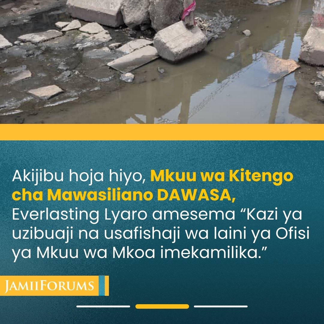 JamiiForums's tweet photo. DAR: Mkuu wa Kitengo cha Mawasiliano Mamlaka ya Majisafi na Usafi wa Mazingira Dar (DAWASA), Everlasting Lyaro amesema #DAWASA inatoa wito kwa Wananchi kuacha kutupa taka ngumu kwenye Miundombinu ya Majitaka ili kuitunza
Ametoa wito huo wakati akifafanua uamuzi wa maboresho wa Miundombinu ya Soko la Ilala iliyokuwa ikivujisha Maji Taka kama ilivyoelezewa na Mdau wa https://t.co/dDd21Ugmlv
Soma https://t.co/FTaROyIC0d
#JamiiForums #SeriviceDelivery #Accountability #Governance
