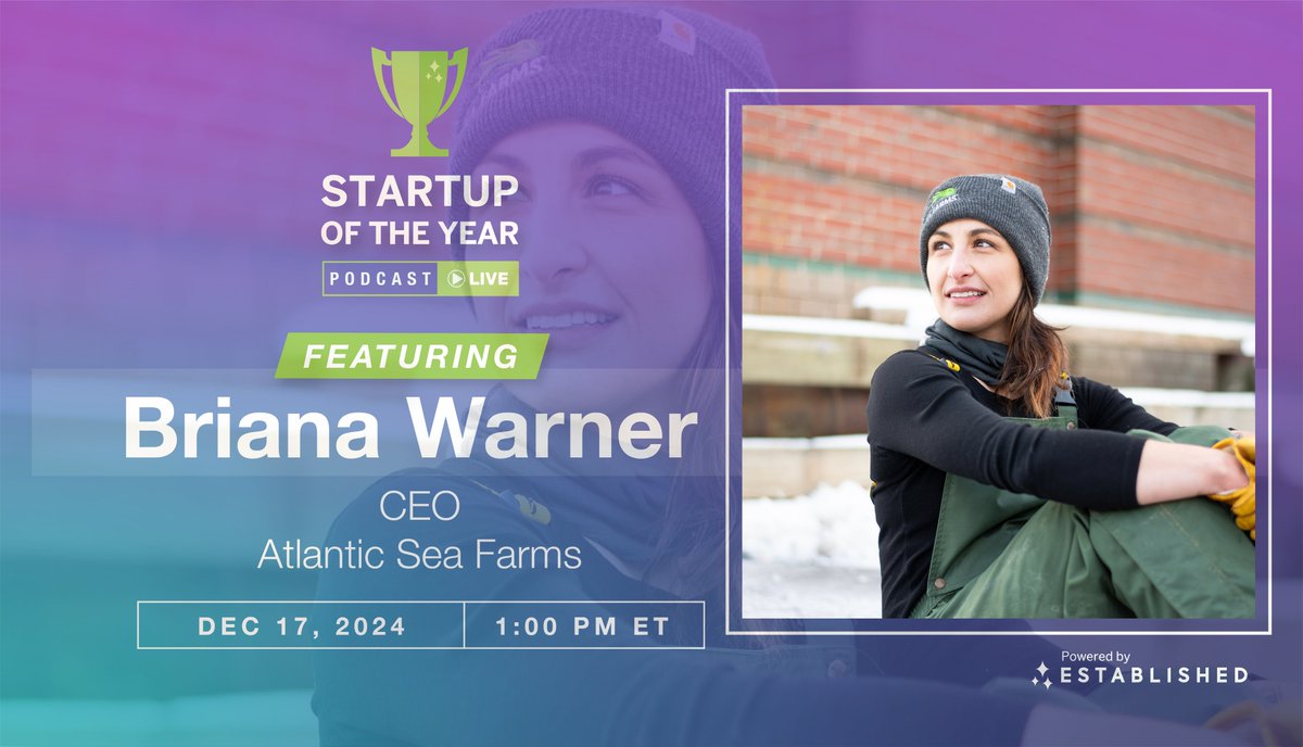 Join us Tuesday, Dec. 17 at 1 PM ET for a special interview with Bri Warner, CEO, Atlantic Sea Farms, an <a href="/Established_VC/">Established Ventures</a> portfolio company whose innovative kelp farming solutions are transforming the future of sustainable food and coastal economies.

RSVP: establishedventures.decilehub.com/e/establishedv…