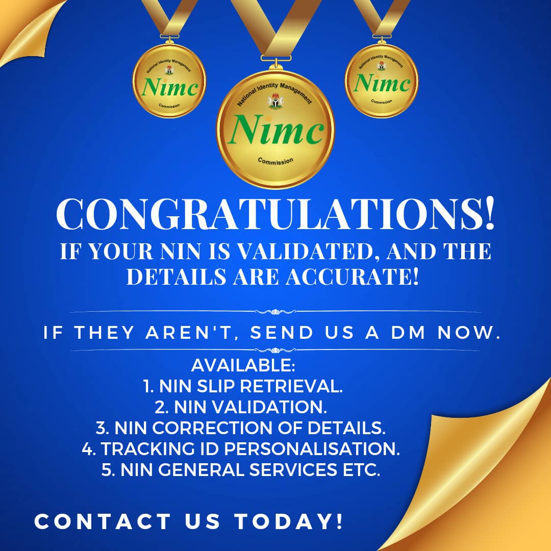 creatifiity's tweet photo. Your One-Stop Shop for All Your NIN Needs
Phone Number: 08037256112
https://t.co/GSYN7uFZtP
#NIN #Nigeria #nimc #NINSlip #ninRetrieval #ninValidation #ninModification #Services #Lagos #abuja #gistlover
#Retrieval #Validation #Modification https://t.co/uGN1cgObbm
