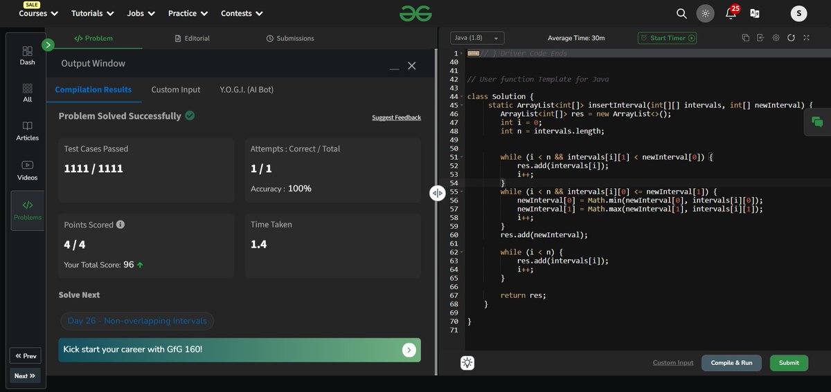 SubhasishM33171's tweet photo. Hello, connection!

I just finished my #day25 of #gfg160

#geekstreak2024 #gfg160 #DSA #codingchallenge

#geeksforgeeks #160dayscoding https://t.co/fgP5D6BOFZ